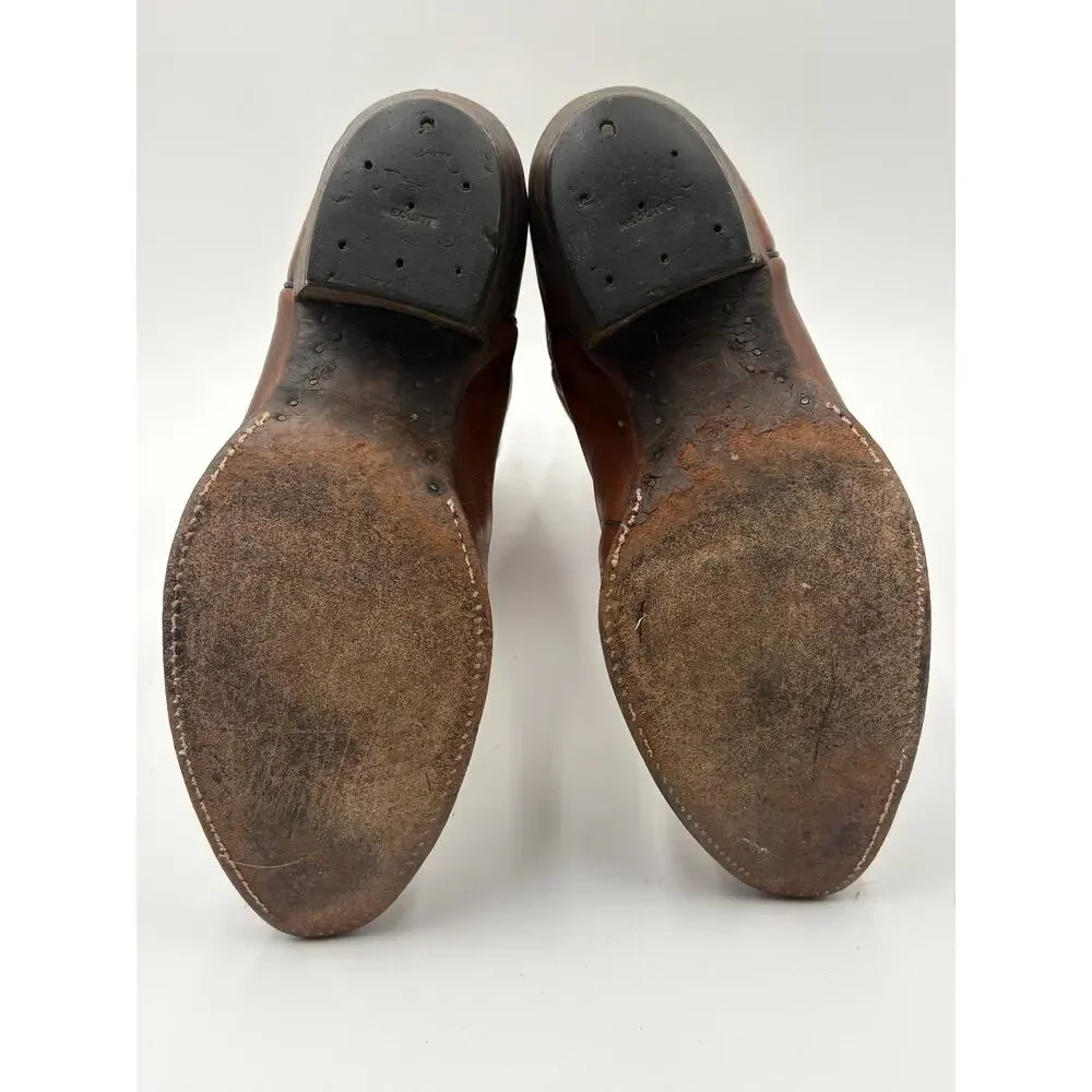 Vintage Justin Boots Western Cowboy Boots Men's Size 10 Brown Pull-On Round Toe